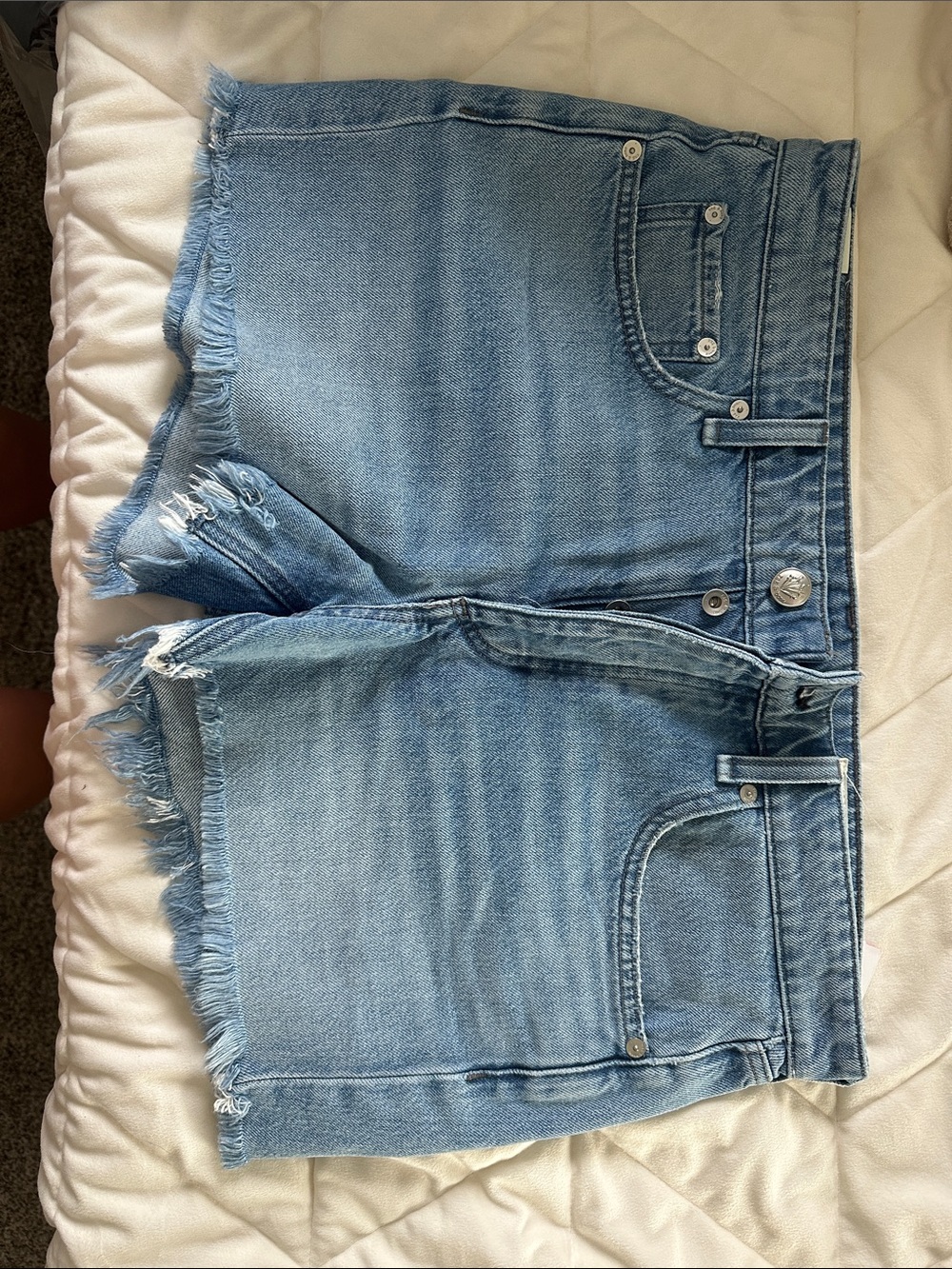 rag & bone Light Wash Frayed Hem Denim Shorts